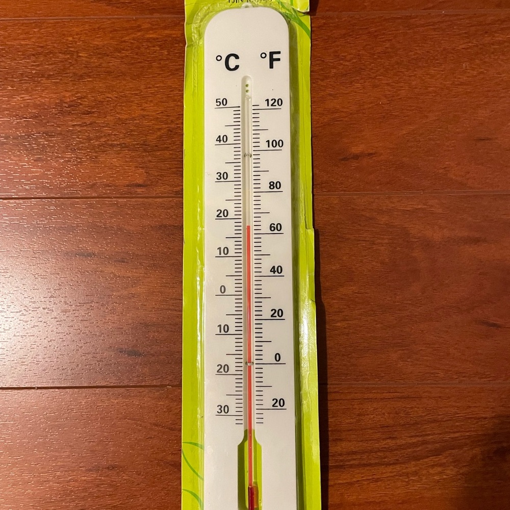 Green and White Oversized Wall Thermometer